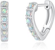 💎 stunning cinily small hoop earrings: opal gemstone huggie hoops in sterling silver/rose gold plating - hypoallergenic & chic 18mm earrings logo