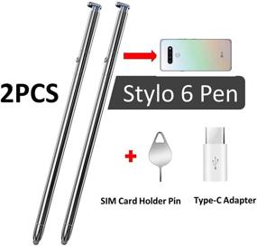img 1 attached to 🖊️ 2PCS Замена ручки Stylo 6 для LG Stylo 6 Q730AM Q730VS Q730MS Q730PS Q730CS Q730MA Стилус S Pen + адаптер типа C (2 шт. ручка / белый телефонный стилус) - Улучшенная SEO