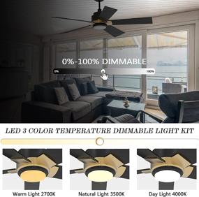 img 1 attached to 🔌 Enhance Your Space with Smart Wifi LED Ceiling Fan: 52" Plywood Outdoor Fan with Remote, App Control, Timer & Schedule, Alexa/Google Assistant/Siri Compatible (Black/Gold)