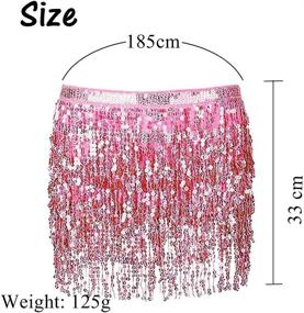 img 3 attached to 💃 RELBCY Belly Dance Hip Skirt - Sequin Fringe Tassel Hip Scarf Rave Skirt for Women and Girls