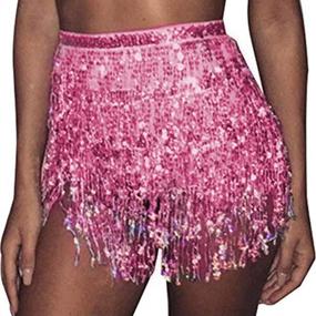 img 4 attached to 💃 RELBCY Belly Dance Hip Skirt - Sequin Fringe Tassel Hip Scarf Rave Skirt for Women and Girls