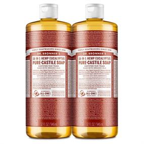 img 4 attached to Органическое жидкое мыло Dr. Bronner's Pure-Castile с эвкалиптом - 32 унции, 2 шт. - Универсальное: для лица, тела, волос, белья, животных, посуды - Концентрированное, веганское, без ГМО - 18 в 1 применений