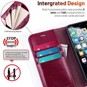 img 2 attached to 📱 OCASE iPhone 12/12 Pro Wallet Case: RFID Blocking, Kickstand, and Card Holders - Burgundy, 6.1 Inch