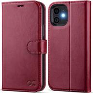 📱 ocase iphone 12/12 pro wallet case: rfid blocking, kickstand, and card holders - burgundy, 6.1 inch logo