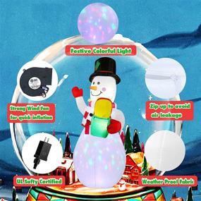 img 1 attached to 🎅 5ft Inflatable Snowman Christmas Outdoor Decorations: Built-in Rotating LED Lights, 5 Feet Blow-Up Snow Man for Yard, Garden, Lawn, Indoor, and Outdoor Use