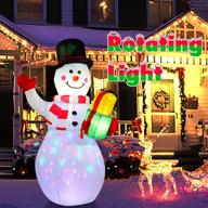 🎅 5ft inflatable snowman christmas outdoor decorations: built-in rotating led lights, 5 feet blow-up snow man for yard, garden, lawn, indoor, and outdoor use logo