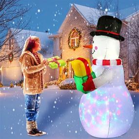 img 3 attached to 🎅 5ft Inflatable Snowman Christmas Outdoor Decorations: Built-in Rotating LED Lights, 5 Feet Blow-Up Snow Man for Yard, Garden, Lawn, Indoor, and Outdoor Use