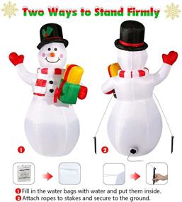 img 2 attached to 🎅 5ft Inflatable Snowman Christmas Outdoor Decorations: Built-in Rotating LED Lights, 5 Feet Blow-Up Snow Man for Yard, Garden, Lawn, Indoor, and Outdoor Use