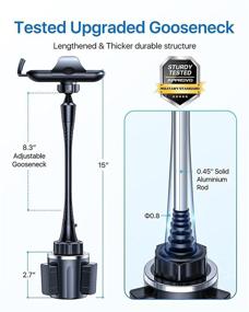 img 2 attached to VICSEED 15-дюймовый держатель телефона для автомобильного держателя для чашек, регулируемый и прочный держатель телефона на гнушке для iPhone 13 12 SE Galaxy LG Pixel для всех мобильных телефонов.