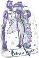 🦄 tendycoco unicorn backpack: stylish and transparent drawstring bag for all your essentials логотип