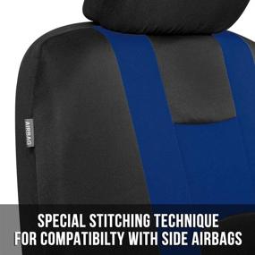 img 2 attached to CarXS Forza Blue Seat Covers For Cars Full Set – Two-Tone Front Seat Covers With Matching Rear Split Bench Seat Cover