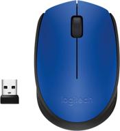 logitech m171 black and blue rf wireless + usb optical mouse with 1000dpi, ambidextrous design logo