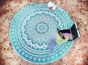 img 1 attached to 🏖️ 72-Inch Yellow and Green Beach Blanket Mandala Tapestry Set - Perfect for Picnics, Beaches, and Yoga