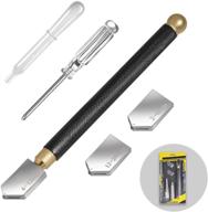 🔪 oil feed glass cutter tool set - 2mm-20mm pencil style with carbide tip, 2 bonus blades, and screwdriver logo