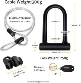 img 2 attached to WEXHUG Bike U Lock - 16mm Heavy Duty Security U Cable Bike Lock with 4ft Flex Bike Cable and Sturdy Mounting Bracket for Road, Mountain, Electric, and Folding Bikes