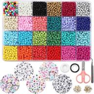 📿 outuxed 7200pcs 4mm glass seed beads, 300pcs alphabet letter beads, elastic string cords, tweezers, and accessories for bracelets, jewelry making, crafts - diy material logo