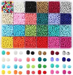 img 2 attached to 📿 OUTUXED 7200pcs 4mm Glass Seed Beads, 300pcs Alphabet Letter Beads, Elastic String Cords, Tweezers, and Accessories for Bracelets, Jewelry Making, Crafts - DIY Material