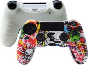 img 3 attached to 🎮 Hikfly PS4 Controller Grip: Silicone Cover Case Protector with Thumb Grip Caps - White Cartoon