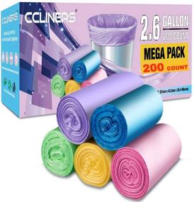 img 4 attached to 🗑️ 200 Count Small Trash Bags CCLINERS - 2.6 Gallon Garbage Bags for Home, Kitchen, and Office - Fit 2 Gallon and 3 Gallon Bins - 5 Vibrant Colors