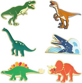 img 4 attached to 🌟 Броши с динозаврами для рюкзаков: Открой мир Зазеркалья динозавров с набором эмалированных динозавров - милые и очаровательные!