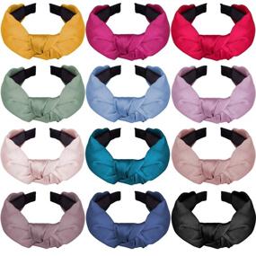 img 4 attached to 🎀 Sleek and Trendy: SIQUK 12-Piece Satin Twist Knot Headbands for Women and Girls