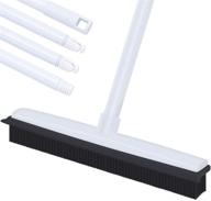 🧹 versatile soft-bristle push broom with adjustable long handle - ideal for pet hair, carpets, hardwood floors, and windows (white) logo