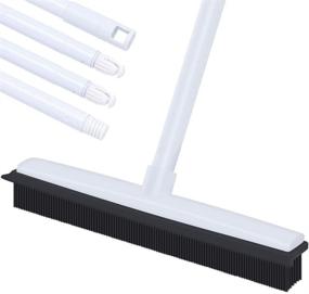 img 4 attached to 🧹 Versatile Soft-Bristle Push Broom with Adjustable Long Handle - Ideal for Pet Hair, Carpets, Hardwood Floors, and Windows (White)