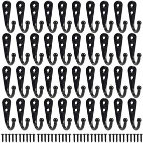 img 4 attached to BEIUTAO 40PCS Durable Retro Black Wall Hooks with 80PCS Screws - Ideal Hooks for Keys, Towels, Bags, Hats, Scarves, Cups, and More