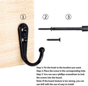 img 2 attached to BEIUTAO 40PCS Durable Retro Black Wall Hooks with 80PCS Screws - Ideal Hooks for Keys, Towels, Bags, Hats, Scarves, Cups, and More