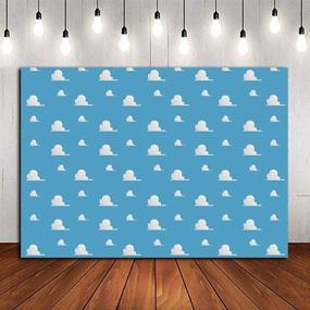 img 3 attached to 🌤️ Blue Sky White Cloud Step and Repeat Photography Backdrop: Perfect Studio Props for Newborn Baby Shower, Cartoon Boy Story Party, and Birthday Decoration