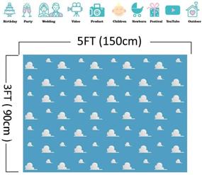 img 1 attached to 🌤️ Blue Sky White Cloud Step and Repeat Photography Backdrop: Perfect Studio Props for Newborn Baby Shower, Cartoon Boy Story Party, and Birthday Decoration