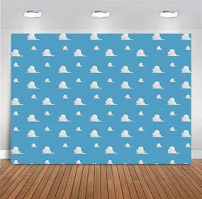 img 2 attached to 🌤️ Blue Sky White Cloud Step and Repeat Photography Backdrop: Perfect Studio Props for Newborn Baby Shower, Cartoon Boy Story Party, and Birthday Decoration