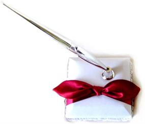 img 1 attached to 💍 Stylish Red and White Wedding Pen Set with Satin Bow - Perfect for Brides