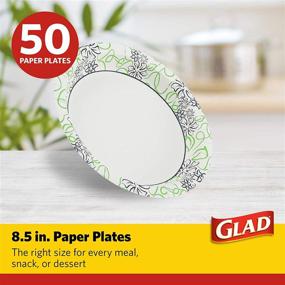 img 3 attached to 🌸 Glad 8 1/2-Inch Round Soak Proof Cut Resistant Microwavable Disposable Plates, 50 Count, Floral Design