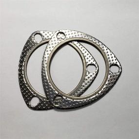 img 1 attached to 🔥 Pair of 3-Inch High Temperature MLSG Exhaust Gaskets with 3-Bolt Configuration and Stainless Steel Fire Ring