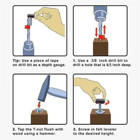 img 1 attached to 🪑 Sumnacon Adjustable Felt Pads Furniture Levelers: High Density Floor Protectors for Table, Chair, Furniture Legs - Set of 8, Heavy Duty with Metal T-Nuts - Adjustable Height 0.5" to 1