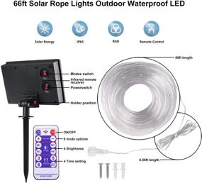 img 1 attached to 🎄 Solar Powered Outdoor Rope Lights - Waterproof LED Fairy Lights, GLPE 66ft with 200 LEDs, 8 Lighting Modes & Color Changing, Remote Control - Ideal for Christmas, Garden, Swimming Pool, Trampoline