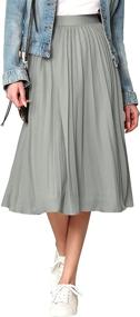 img 4 attached to Made Johnny Elastic Pleated Hunter_Green Women's Clothing and Skirts