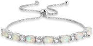 💎 cinily 18k white gold/rose gold plated bracelet - sparkling cubic zirconia & white opal, adjustable for women and girls logo