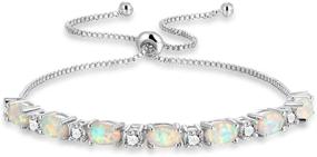 img 4 attached to 💎 CiNily 18K White Gold/Rose Gold Plated Bracelet - Sparkling Cubic Zirconia & White Opal, Adjustable for Women and Girls