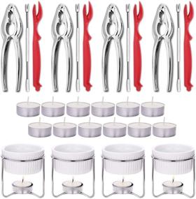 img 4 attached to 🦀 28-Piece Crab Cracker and Tool Set - Crab Leg and Lobster Crackers with Seafood Accessories Set, Including Crab Crackers, Butter Warmers, Lobster Shell Removers, Crab Forks, and Tealight Candles