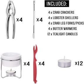 img 3 attached to 🦀 28-Piece Crab Cracker and Tool Set - Crab Leg and Lobster Crackers with Seafood Accessories Set, Including Crab Crackers, Butter Warmers, Lobster Shell Removers, Crab Forks, and Tealight Candles