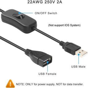 img 3 attached to Electop 2 Pack USB Cable with On/Off Switch - Ideal for Driving Recorder, LED Desk Lamp, USB Fan, LED Strips