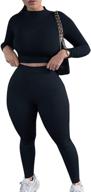 👗 mulisky women's sexy bodycon long sleeve crop top and long pants tracksuit set jumpsuits - casual 2 piece outfit logo