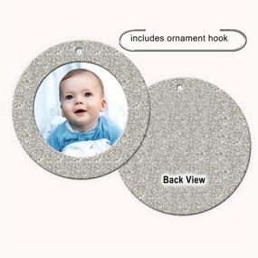 img 1 attached to 📸 The Original Mini Glitter Photo Christmas Ornaments - Magnetic Easy-Load Frame Ornament with Photo Protectors, Hooks for Hanging - Round, Silver 6-Pack