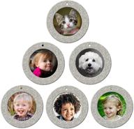 📸 the original mini glitter photo christmas ornaments - magnetic easy-load frame ornament with photo protectors, hooks for hanging - round, silver 6-pack логотип