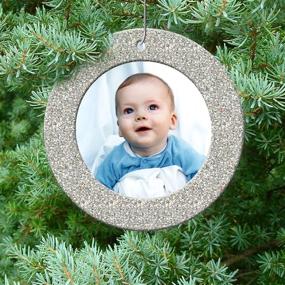 img 3 attached to 📸 The Original Mini Glitter Photo Christmas Ornaments - Magnetic Easy-Load Frame Ornament with Photo Protectors, Hooks for Hanging - Round, Silver 6-Pack