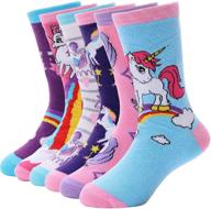 🧦 6-pack girls' cotton socks with soft and cute unicorn pattern for youth and kids logo