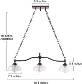 img 2 attached to 🏡 LOG BARN Rustic Black Metal Dining Room Light Fixture: Farmhouse Chandelier with Clear Glass Shades, Adjustable Chains - Perfect Pendant for Kitchen Island