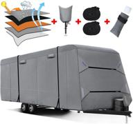 🚐 fonzier heavy-duty travel trailer cover - upgraded 5-layer top anti-uv camper cover for 31'7" - 34' motorhomes with 4 gutter spout covers, tongue jack cover, and 2 windproof straps logo